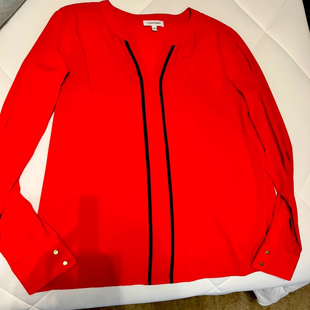 Beautiful red silk Calvin Klein blouse